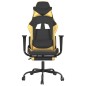 vidaXL Silla gaming masaje y reposapiés cuero sintético negro dorado vidaXL Silla gaming masaje y reposapiés cuero sintético negro dorado