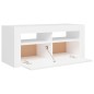 vidaXL Mueble de TV con luces LED blanco 90x35x40 cm vidaXL Mueble de TV con luces LED blanco 90x35x40 cm