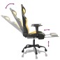 vidaXL Silla gaming masaje y reposapiés cuero sintético negro dorado vidaXL Silla gaming masaje y reposapiés cuero sintético negro dorado