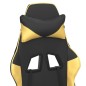vidaXL Silla gaming masaje y reposapiés cuero sintético negro dorado vidaXL Silla gaming masaje y reposapiés cuero sintético negro dorado