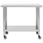vidaXL Mesa de trabajo para cocina con ruedas acero inox 80x60x85 cm vidaXL Mesa de trabajo para cocina con ruedas acero inox 80x60x85 cm