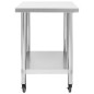 vidaXL Mesa de trabajo para cocina con ruedas acero inox 80x60x85 cm vidaXL Mesa de trabajo para cocina con ruedas acero inox 80x60x85 cm