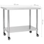 vidaXL Mesa de trabajo para cocina con ruedas acero inox 80x60x85 cm vidaXL Mesa de trabajo para cocina con ruedas acero inox 80x60x85 cm