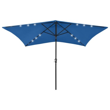 vidaXL Sombrilla con LED y poste de acero azul azure 2x3 m