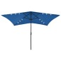 vidaXL Sombrilla con LED y poste de acero azul azure 2x3 m vidaXL Sombrilla con LED y poste de acero azul azure 2x3 m
