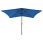 vidaXL Sombrilla con LED y poste de acero azul azure 2x3 m vidaXL Sombrilla con LED y poste de acero azul azure 2x3 m