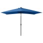 vidaXL Sombrilla con LED y poste de acero azul azure 2x3 m vidaXL Sombrilla con LED y poste de acero azul azure 2x3 m