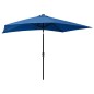vidaXL Sombrilla con LED y poste de acero azul azure 2x3 m vidaXL Sombrilla con LED y poste de acero azul azure 2x3 m