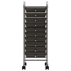 vidaXL Carrito de almacenaje portátil 10 cajones plástico negro