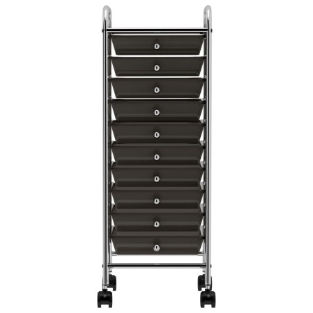 vidaXL Carrito de almacenaje portátil 10 cajones plástico negro