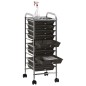 vidaXL Carrito de almacenaje portátil 10 cajones plástico negro
