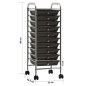 vidaXL Carrito de almacenaje portátil 10 cajones plástico negro