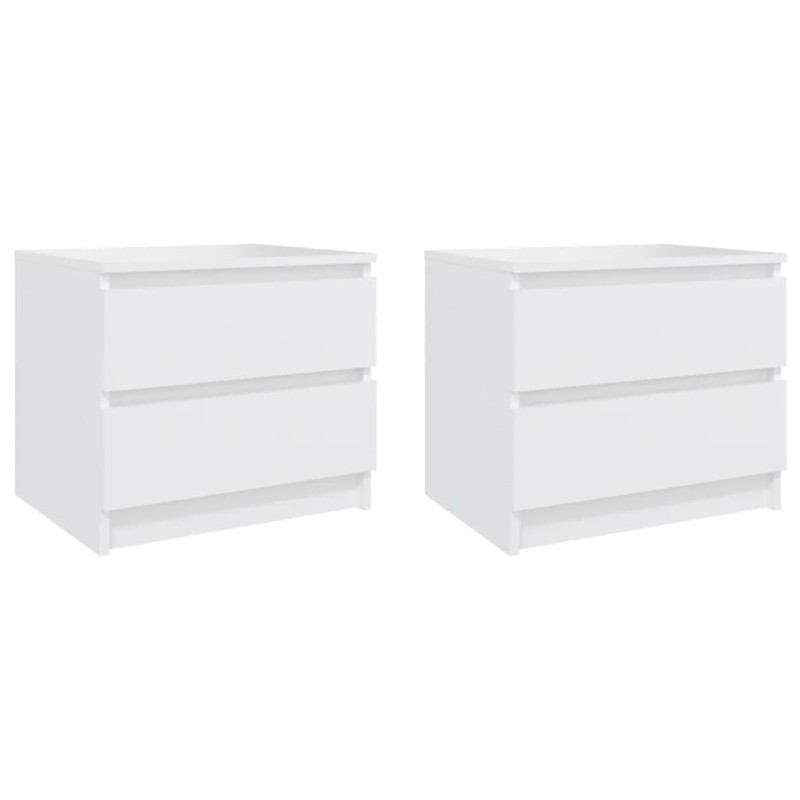 vidaXL Mesitas de noche 2 uds madera contrachapada blanco 50x39x43,5cm vidaXL Mesitas de noche 2 uds madera contrachapada blanco 50x39x43,5cm