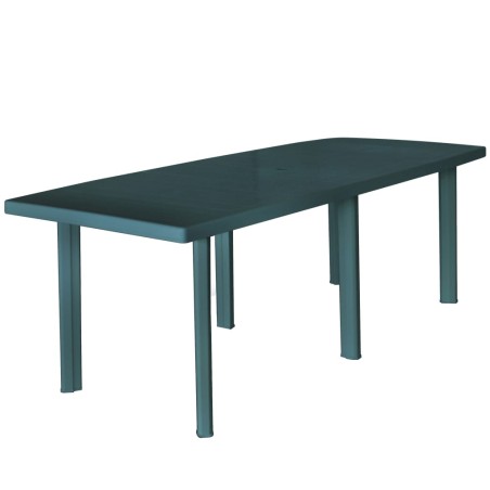 vidaXL Mesa de jardín de plástico verde 210x96x72 cm 
