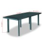 vidaXL Mesa de jardín de plástico verde 210x96x72 cm 