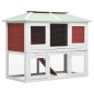 vidaXL Conejera jaula de animales con doble piso de madera rojo vidaXL Conejera jaula de animales con doble piso de madera rojo