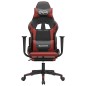 vidaXL Silla gaming masaje reposapiés cuero sintético negro rojo tinto vidaXL Silla gaming masaje reposapiés cuero sintético negro rojo tinto