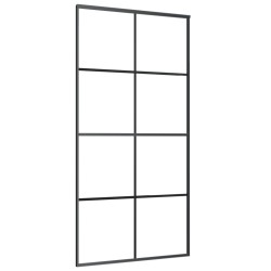 vidaXL Puerta corredera aluminio y ESG vidrio negra 102,5x205 cm