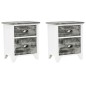 vidaXL Mesitas de noche con cajones 2 unidades gris y blanco vidaXL Mesitas de noche con cajones 2 unidades gris y blanco