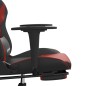 vidaXL Silla gaming masaje reposapiés cuero sintético negro rojo tinto vidaXL Silla gaming masaje reposapiés cuero sintético negro rojo tinto