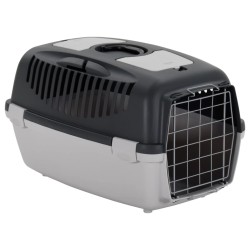 vidaXL Transportín de mascotas PP gris y negro 61x40x38 cm