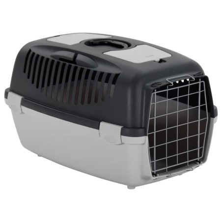 vidaXL Transportín de mascotas PP gris y negro 61x40x38 cm