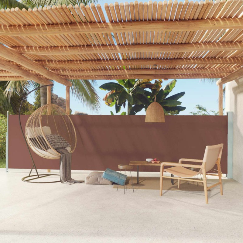 vidaXL Toldo lateral retráctil para patio marrón 140x600 cm vidaXL Toldo lateral retráctil para patio marrón 140x600 cm