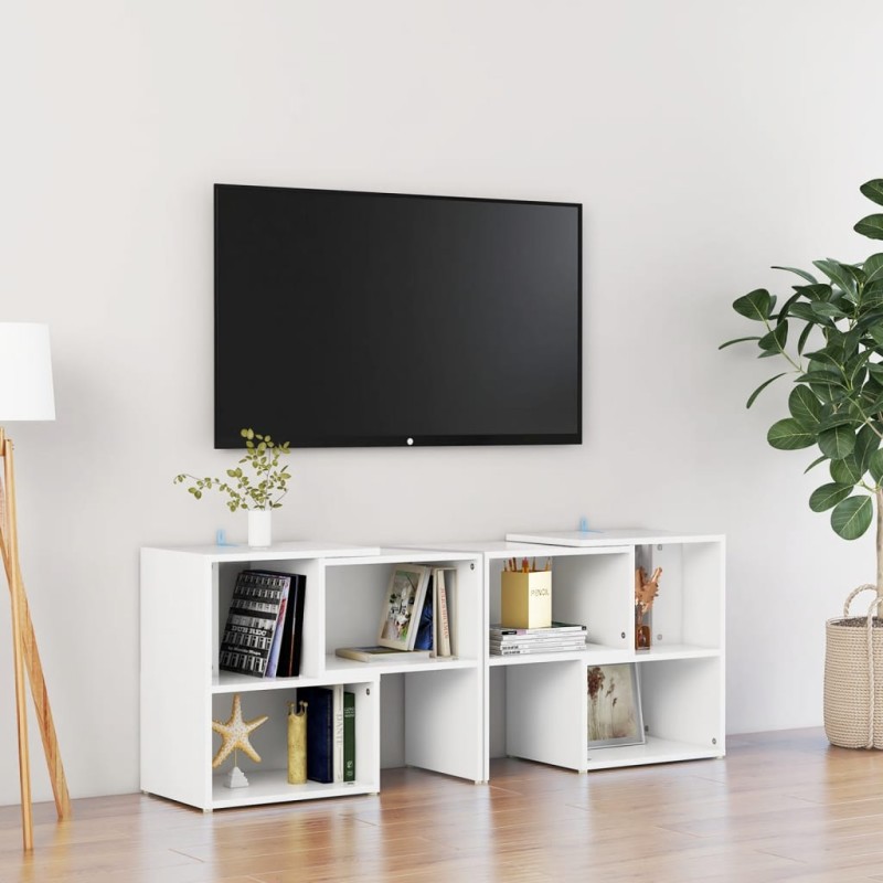 vidaXL Mueble para TV de madera contrachapada blanco 104x30x52 cm vidaXL Mueble para TV de madera contrachapada blanco 104x30x52 cm