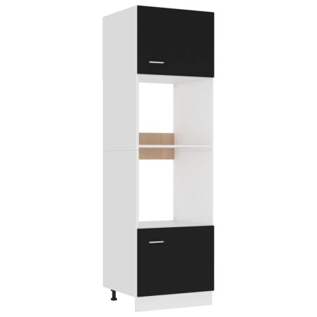 vidaXL Armario de microondas madera contrachapada negro 60x57x207 cm