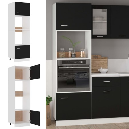 vidaXL Armario de microondas madera contrachapada negro 60x57x207 cm