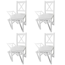 vidaXL Sillas de comedor 4 unidades madera de pino blancas