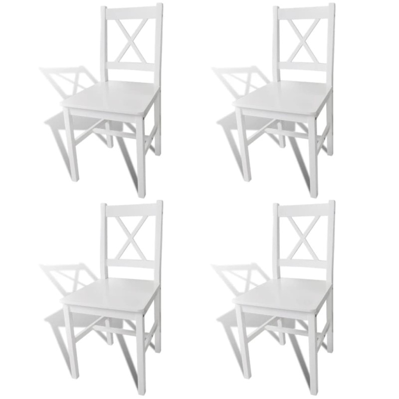 vidaXL Sillas de comedor 4 unidades madera de pino blancas vidaXL Sillas de comedor 4 unidades madera de pino blancas