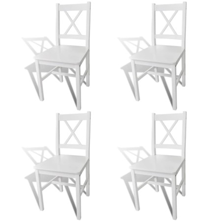 vidaXL Sillas de comedor 4 unidades madera de pino blancas