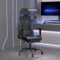 vidaXL Silla gaming de masaje y reposapiés cuero sintético negro azul vidaXL Silla gaming de masaje y reposapiés cuero sintético negro azul