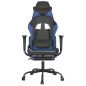 vidaXL Silla gaming de masaje y reposapiés cuero sintético negro azul vidaXL Silla gaming de masaje y reposapiés cuero sintético negro azul