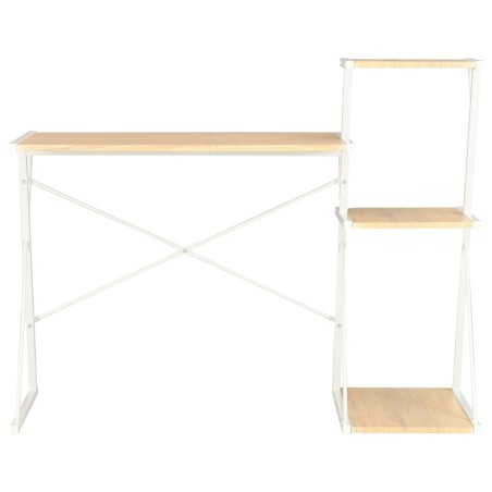 vidaXL Escritorio con estantería blanco y roble 116x50x93 cm