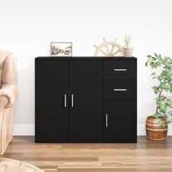 vidaXL Aparador de madera contrachapada negro 91x29,5x75 cm