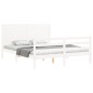 vidaXL Estructura de cama matrimonio con cabecero madera maciza blanco vidaXL Estructura de cama matrimonio con cabecero madera maciza blanco