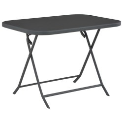 vidaXL Mesa de jardín plegable vidrio y acero gris 100x75x72 cm 