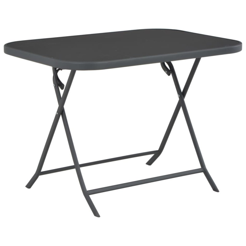 vidaXL Mesa de jardín plegable vidrio y acero gris 100x75x72 cm 