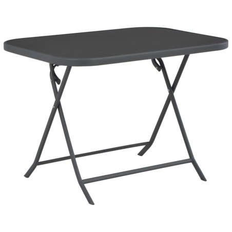 vidaXL Mesa de jardín plegable vidrio y acero gris 100x75x72 cm 