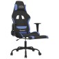 vidaXL Silla gaming de masaje con reposapiés tela negro y azul vidaXL Silla gaming de masaje con reposapiés tela negro y azul