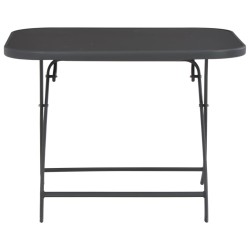 vidaXL Mesa de jardín plegable vidrio y acero gris 100x75x72 cm 