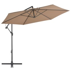 vidaXL Sombrilla voladiza con poste de aluminio 300 cm gris topo