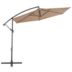 vidaXL Sombrilla voladiza con poste de aluminio 300 cm gris topo