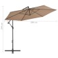 vidaXL Sombrilla voladiza con poste de aluminio 300 cm gris topo vidaXL Sombrilla voladiza con poste de aluminio 300 cm gris topo