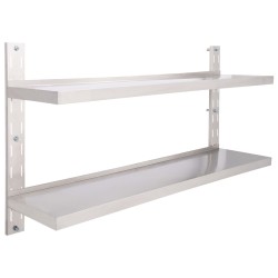 vidaXL Estantería pared flotante 2 niveles acero inoxidable 150x30 cm