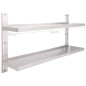 vidaXL Estantería pared flotante 2 niveles acero inoxidable 150x30 cm vidaXL Estantería pared flotante 2 niveles acero inoxidable 150x30 cm