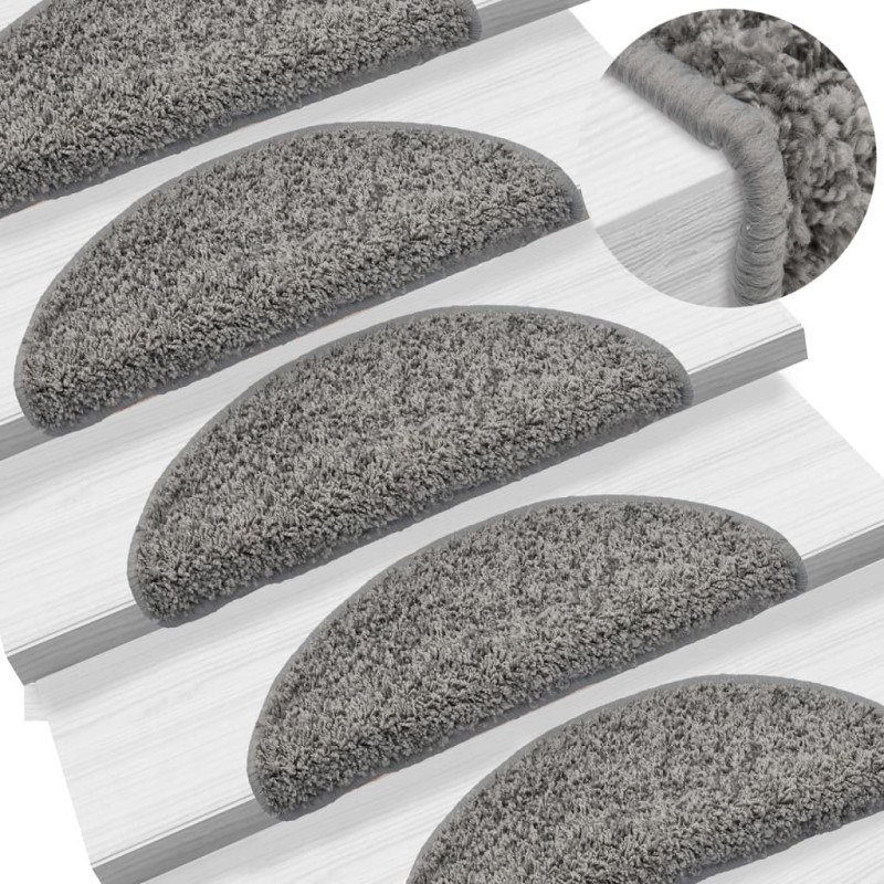 vidaXL Alfombras de peldaños de escalera 15 uds gris 56x17x3 cm vidaXL Alfombras de peldaños de escalera 15 uds gris 56x17x3 cm