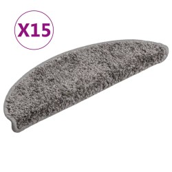 vidaXL Alfombras de peldaños de escalera 15 uds gris 56x17x3 cm